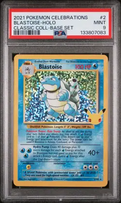 Blastoise Holo 2 Celebrations Classic Collection Pokemon PSA 9 - Image 1