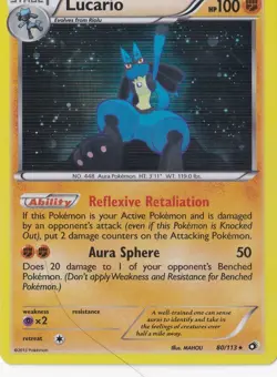 LUCARIO HOLO 80/113 POKEMON BLACK AND WHITE LEGENDARY TREASURES - Image 1