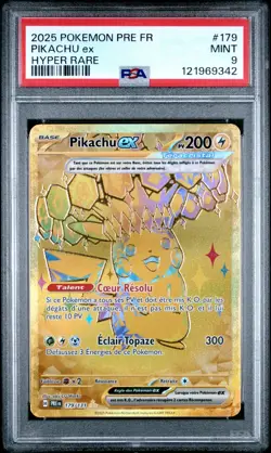 PSA 9 MINT PIKACHU 179/131 FRANCAIS EV 8.5 POKEMON EVOLUTION PRISMATIQUE GOLD - Image 1