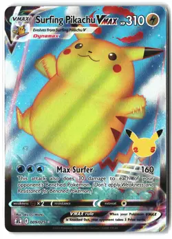 Surfing Pikachu VMAX ⭐ 009/025 Holo Rare VMAX Celebrations 2021 Pokemon NM - Image 1