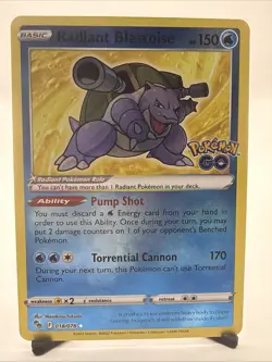 2022 Pokemon GO Reverse Foil #18 Radiant Blastoise RDR - Image 1