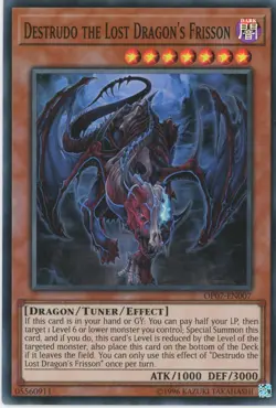 Yugioh Destrudo The Lost Dragon's Frisson OP07-EN007 Super Rare LP - Image 1