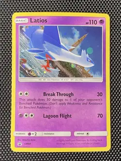 Latios SM88 HD Cosmos Swirl Sun & Moon Black Star Promo Holo Pokemon Card LP+ - Image 1