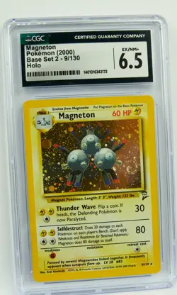 Magneton 009/130 CGC 6.5 Base Set 2 Vintage Graded Pokemon Card Slab Holo Swirl - Image 1