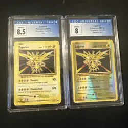 Pokemon TCG 2016 XY Zapdos CGC 8.5 Holo + CGC 8 Reverse Holo 42/108 - Image 1