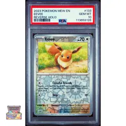 2023 POKEMON MEW EN-151 133 EEVEE REVERSE HOLO PSA 10 GEM MINT - Image 1