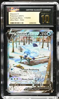 2021 Pokemon Evolving Skies Ultra Rare Glaceon V #175/203 Holo CGC Pristine 10 - Image 1