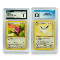 Jigglypuff 1st Ed 54/64 Wigglytuff 32/64 CGC 5 Jungle VTG Cute Pokemon Slab Lot - Image 1