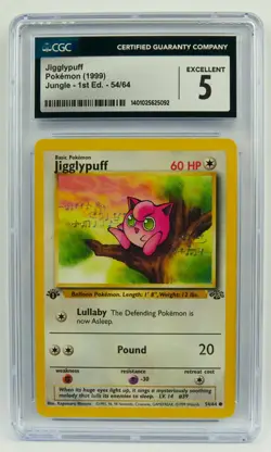 Jigglypuff 1st Ed 54/64 Wigglytuff 32/64 CGC 5 Jungle VTG Cute Pokemon Slab Lot - Image 2