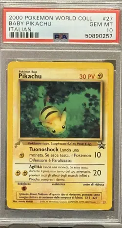 Pokemon TCG Baby Pikachu 27 2000 Pokemon Worlds Collection Italian PSA 10 - Image 1