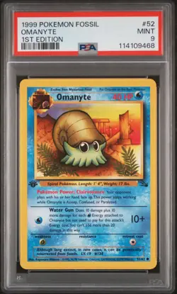 1999 POKEMON FOSSIL 1ST ED #52 OMANYTE PSA 9 - Image 1