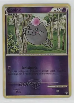Spoink German Reverse Foil Pokemon HeartGold & SoulSilver Triumphant #77 2010 - Image 1