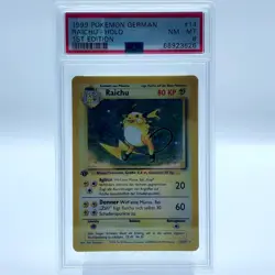 Pokemon TCG Karte - Raichu 1. Edition 14/102 Base Set Deutsch 1999 PSA 8 - Image 1