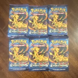 6x Pokemon XY Evolutions Booster Pack Sealed Charizard Art 10 Cards Each - Image 1