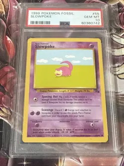 1999 Pokemon Unlimited Fossil #55 Slowpoke PSA 10 Card GEM MINT population 1/190 - Image 1