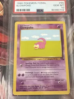 1999 Pokemon Unlimited Fossil #55 Slowpoke PSA 10 Card GEM MINT population 1/190 - Image 3