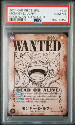 PSA 10 Monkey D. Luffy Wanted Alt Art #119 OP09 2024 One Piece Card Japanese - Image 1