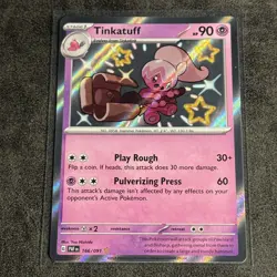 Shiny Tinkatuff Ultra Rare Paldean Fates 166/091, NM Pokemon Card - Image 1
