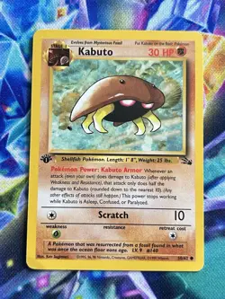 Pokemon TCG Kabuto Card 50/62 Fossil 1st Edition MP Condition - Image 1