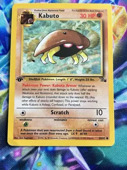 Pokemon TCG Kabuto Card 50/62 Fossil 1st Edition MP Condition - Image 3
