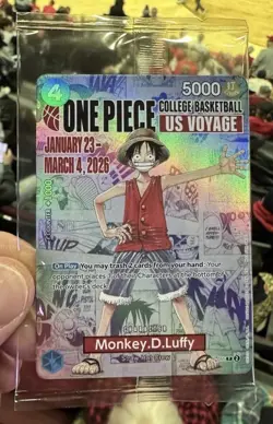 One Piece Monkey.D.Luffy US College Basketball Promo Card *SEALED* IN HAND! - Image 1