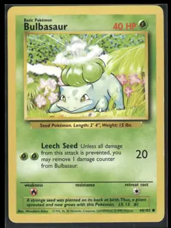 PL Pokemon TCG Bulbasaur 44/102 Common Base Set 1999 WOTC - Image 1