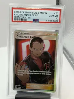 2019 Pokemon Giovanni's Exile Full Art Hidden Fates 67/68 PSA 10 GEM MINT - Image 1