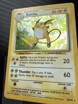 Pokemon TCG Raichu Holo Unlimited Rare Card 14/102 Base Set - Image 2