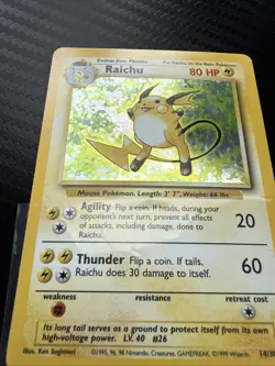 Pokemon TCG Raichu Holo Unlimited Rare Card 14/102 Base Set - Image 3