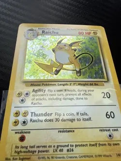 Pokemon TCG Raichu Holo Unlimited Rare Card 14/102 Base Set - Image 4