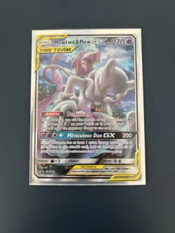Pokemon Mewtwo & Mew GX SM191 Promo Holo Tag Team Card Near Mint - Image 1