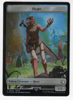 MTG Final Fantasy Double Sided Foil Token 2/14 Hero & Wizard - Image 1