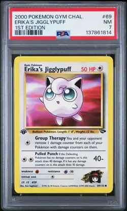 2000 POKEMON GYM CHALLENGE 1ST EDITION #69 ERIKA'S JIGGLYPUFF PSA 7 - Image 1