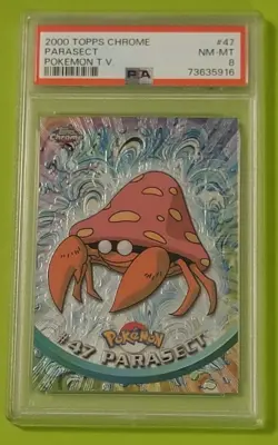 Pokemon 2000 Topps Chrome TV Animation Edition Series 1 Parasect #47 PSA NM-MT 8 - Image 1