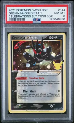 2021 POKEMON SWSH BLACK STAR PROMO #144 GRENINJA-GOLD STAR PSA 8 - Image 1