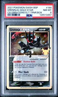 2021 POKEMON SWSH BLACK STAR PROMO #144 GRENINJA-GOLD STAR PSA 8 - Image 1
