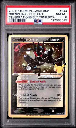 2021 POKEMON SWSH BLACK STAR PROMO #144 GRENINJA-GOLD STAR PSA 8 - Image 1