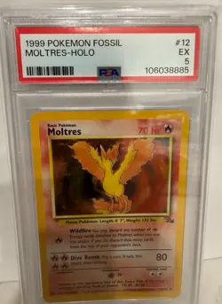 1999 Pokemon Fossil 27 Moltres - PSA 5 EX - Image 1