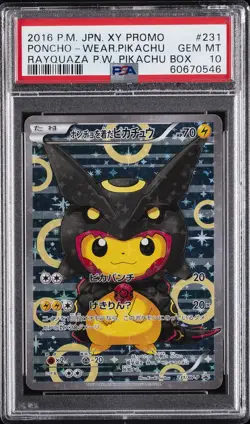 2016 POKEMON JPN XY PROMO #231 PONCHO-WEARING PIKACHU PSA 10 - Image 1