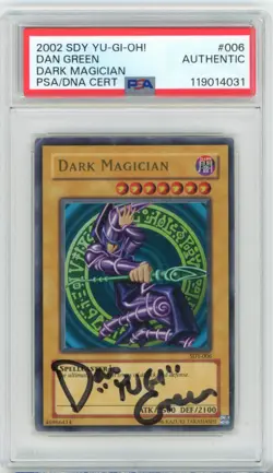 PSA Signed Dan Green Yu-Gi-Oh! TCG Dark Magician Yugi SDY-006 Unlimited UR - Image 1