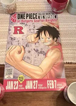 One Piece Monkey.D.Luffy US College Rutgers Basketball Promo Card & Poster - Image 3