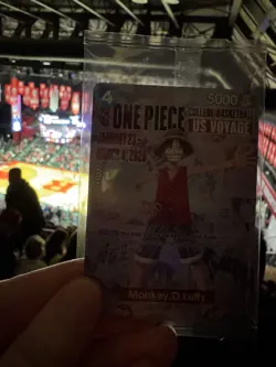 One Piece Monkey D. Luffy US Voyage College Basketball Card Rutgers IN HAND - Image 5