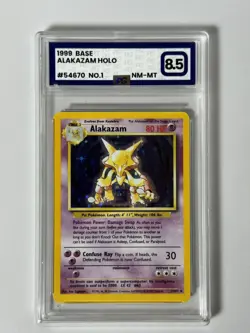 PG Grading 8.5 Alakazam 1999 Base Set 1/102 Holo Pokemon Card NM-MT - Image 1