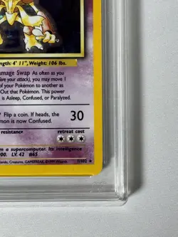 PG Grading 8.5 Alakazam 1999 Base Set 1/102 Holo Pokemon Card NM-MT - Image 4