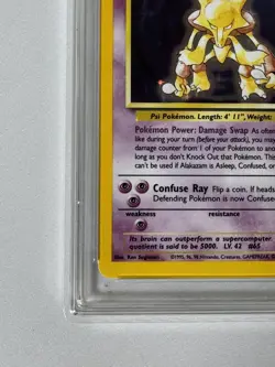PG Grading 8.5 Alakazam 1999 Base Set 1/102 Holo Pokemon Card NM-MT - Image 5
