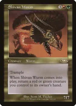 MTG Magic the Gathering Shivan Wurm (124/146) Planeshift MP - Image 1