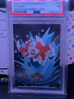 2000 TOPPS POKEMON TV ANIMATION SERIES 3 #118 GOLDEEN FOIL PSA NM-7 - Image 1