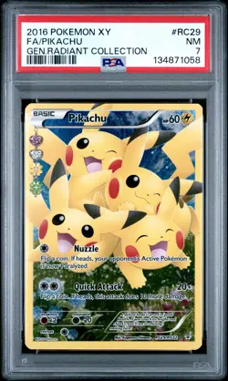 2016 POKEMON XY GENERATIONS RADIANT COLL #RC29 FULL ART/PIKACHU PSA 7 - Image 1