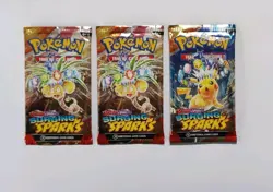 Pokemon Surging Sparks Booster Pack X3 Unsealed But Perfect ConditionNO RESERVE - Image 1