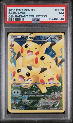 2016 POKEMON XY GENERATIONS RADIANT COLLECTION | FULL ART/PIKACHU RC29 | PSA 7 - Image 1